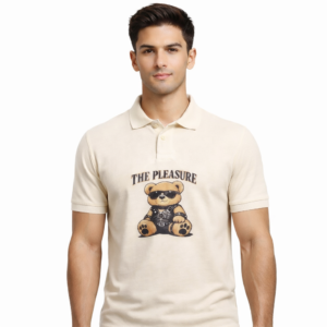 Stylish Men’s Polo T-Shirt with Cool Teddy Graphic | Soft Cotton